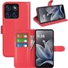 JIUNINE Cover a Libro in Pelle per Motorola Moto Edge 70 Max 5G, Rosso | Custodia Portafoglio Antiurto in Pelle Sintetica a Grana Litchi, Portacarte, Chiusura Magnetica, Supporto Regolabile