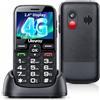 uleway Telefono Cellulare per Anziani 4G, 2.4 Grande Schermo Orizzontale, Nero | Telefoni Cellulari Tasti Grandi, Dual SIM, Volume Alto, Tasto SOS, Chiamata Rapida, Base di Ricarica, Torcia, Facile da Usare
