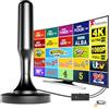 Homeju Antenna TV da interni con forte ripetitore, a lungo raggio, 380 miglia per Freeview HD del Regno Unito, antenna digitale portatile per Smart TV DVB-T2/4K/1080P, VHF/UHF, con base magnetica e