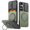 GoodcAcy Cover Outdoor per Samsung Galaxy S24 Plus/S25 Plus Magnetica Rigida con Supporto 360° [con protezione fotocamera scorrevole], Militare Antiurto Custodia Resistente Protettiva Sottile Case，verde