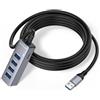 Werkybay Hub USB 3.0 a 4 Porte, 5Gbps Splitter USB (4*Tipo-A) con Cavo Lungo da 5m | con Cavo Estremamente Lungo da 5m, Sdoppiatore Multi USB per PC, Laptop, Tastiera, Mouse,HDD, Chiavetta, Stampante, Console