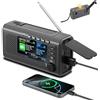 PAZEAU Radio di emergenza DAB+/FM con manovella, ricarica solare e USB, Bluetooth 5.3, radio a manovella con batteria, power bank, allarme SOS, lampada da lettura, sveglia, scheda TF per esterni