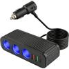 TEKFUSE Caricatore Auto 6-in-1 120W 3 Prese QC3.0 PD 75cm 12V 24V | Carica 80% in 35 min USB-C PD, compatibile 12V 24V camion camper barca, 2 fusibili di ricambio, installazione senza attrezzi