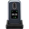 Doro 7080 - Telefono cellulare 4G Dual SIM con chiusura sbloccata per Seniors con GPS, Facebook, Whatsapp per chiamate video e supporto caricatore incluso [Versione Francese (Gris)