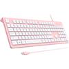 COLIKES Tastiera per computer cablata, tastiera USB Plug Play, tasti Chiclet a basso profilo, tastierino numerico grande, indicatori tappi, supporti pieghevoli, resistente alle fuoriuscite, lettere anti-usura