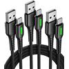 INIU Cavo USB C, [3 Pezzi 2+2+0.5m] 3.1A QC 3.0 Cavo USB Type C in Nylon di Ricarica Rapida, Caricabatteria Tipo C di Sincronizzazione Dati per iPhone 16 15 Pro Max, S24 S23 Ultra, etc