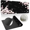 Hearda 3D Modello Tappetino Mouse, Sakura Giapponese Tappetino Mouse XXL/XL/L,Tappetino Mouse Gaming con Base in Antiscivolo e Bordi Cuciti,Mouse Pad per Ufficio e Casa (Nero,600x300x3mm)