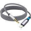 Wahbite Cavo Aux certificato Apple MFI per iPhone, Lightning su cavo audio jack da 3,5 mm compatible pour iPhone 14, 13, 12, 11, XS, X, 8, 7, 6 5, Webcam