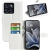 JIUNINE Cover a Libro in Pelle per Motorola Moto Edge 70 Max 5G, Bianco | Custodia Portafoglio Antiurto in Pelle Sintetica a Grana Litchi, Portacarte, Chiusura Magnetica, Supporto Regolabile