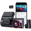 LAMTTO 4K+1080P Dash Cam Auto, WiFi e GPS, Doppia Telecamera per Auto, Dashcam IPS 3.16 con Scheda SD 64G, Monitor di Parcheggio, Visione Notturna, Sensore G, Controllo App, Rilevamento del movimento