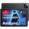 UBDXBD Tablet Android 10 pollici, 2026 Tablet Android 15, 18GB RAM + 128GB ROM (1TB max), Octa-Core T30, touchscreen IPS 1280x800, Widevine L1, WiFi 6, batteria 6000mAh, doppia fotocamera 5MP+8MP, BT