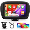 Hodozzy 【4+64G】Hodozzy Carplay Autoradio per FIAT 500X 2014-2020, 9 Pollici Schermo In-Cell Stereo Auto Bluetooth 5.0 con Android Auto/EQ/GPS/Wifi/RDS/USB/SWC+Telecamera Posteriore