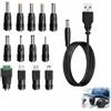 Rqkagf Cavo USB a DC 13 in 1, adattatore di ricarica universale USB A a Spine intercambiabili per router, rasoio, custodia TV, strisce LED, hub Philips, altri dispositivi elettronici, ricarica sicura