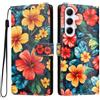 YUECXIN Cover per Samsung Galaxy A27 5G, Elegante Custodia Portafoglio Pelle PU con Porta Carte e Supporto, Interno TPU Antiurto, Motivo Chic per Donna, Fiore di Ibisco
