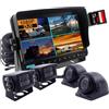 CAMSLEAD 1080P Sistema telecamera di backup, monitor DVR da 9 schermo suddiviso in 4 parti, supporto massimo scheda SD da 256 GB, 4 telecamere IR per visione notturna anteriore e posteriore