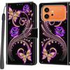 Salanheo Cover per Honor 600/600 Pro, Farfalla dorata | Portacarte, Chiusura Magnetica, Flip Case, Antiurto Custodia, Funzione Stand