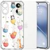 Choeeu ChoosEU Trasparente Cover per iPhone 16 con Fiori, Gatto | Sottile TPU Silicone Trasparente Custodia, Disegni Colorate Fiore Fiori Motivo, per Ragazza, Antiurto Protettiva Morbido Case