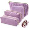 Piacolnic Set da 4 Pezzi Trousse per Cosmetici, 4 Misure da Donna in Velluto a Coste, Borsa da Toilette con Cerniera per Trucco e Accessori da Viaggio e Uso Quotidiano