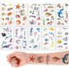 Qpout 10 fogli di tatuaggi temporanei ad acquerello, animali marini, impermeabili, motivo vita subacquea, per spiaggia e decorazioni all'aperto