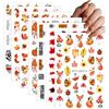 UWJOWP 7 fogli adesivi per unghie Autunno 3D foglie d'acero Nail Sticker laser foglia d'acero nail art adesivi per unghie Autumn Nail Stickers Caso Leaves Nail Art