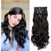 Swy Hair Extension di capelli sintetici lisci con clip, 7 pezzi, colore nero naturale