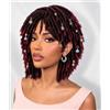 WIGNEE Parrucca Dreadlock Afro Corta Uomo Donna Uso Quotidiano | Parrucca dreadlock afro sintetica resistente al calore, cappuccio regolabile, 33cm bordeaux uomo donna quotidiano