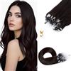 MY-LADY Extension Microring Capelli Veri, 50 Ciocche Micro Loop Extension Capelli Veri Umani Lisci #02 Marrone Scuro Invisibili Micro Ring Extension a Freddo 40cm 50g