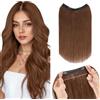 Silk-co Extension Capelli Veri Clip con Filo Invisibile Fascia Unica 30cm 55g, Marrone Medio