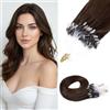 MY-LADY Extension Microring Capelli Veri, 50 Ciocche Micro Loop Extension Capelli Veri Umani Lisci #04 Marrone Cioccolato Invisibili Micro Ring Extension a Freddo 45cm 50g