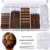 ZYEKIU Forcine per Capelli set 500 Pezzi Elastici per Capelli U Fermagli | Mollette Capelli Kit di Forcine per Capelli con Scatola Bobby Pins Cerchietti Trasparenti per Donna Lady Girls Kids (Marrone)