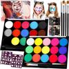 ZZXLOPEZ Body Painting, 30 Colori Face Painting, Neon Corpo Pittura Viso e Corpo, UV Face Paint, Pittura Corpo con 40 Stampini e 4 Pennelli,Corpo di Vernice Adatto Halloween Party,Fancy Dress,Cosplay