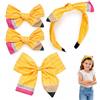 Pitigihe Set 4 pezzi con forcine, fasce e fiocchi per capelli | Forcine per bambine all'inizio scuola, materiale scolastico per asilo, outfit per primo giorno di scuola.