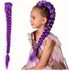 JEERSNP Trecces Viola Parrucca Donna （26 Pollici）Colore Viola Capelli Bambina | Treccia Viola, con Clip di Sicurezza,Parrucca Viola, per Scene, Feste di Halloween, Carnevale, Costumi, Decorazioni