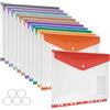 Yarotm Buste Plastica A4 con Buchi, 12PCS, 12 Colori, con Etichetta,11 Fori | 31 × 24,5 cm, per raccoglitori a 2/3/4 fori, cartelline trasparenti A4 riutilizzabili per ufficio, scuola e casa, estensibili