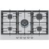 Bosch PCQ7A5I90 Serie 6, Piano cottura a gas, FlameSelect, Manopole magnetiche removibili, WOK, griglie in ghisa, Acciaio, 75 cm