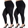 WiliW Collant da donna, taglie forti, senza piedi, termici | Opaco, colore pelle, nero, 80D, 2 paia