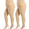 WiliW Collant da donna, taglie forti, senza piedi, termici | Opaco, colore pelle, nero, 80D, 2 paia