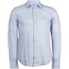 Coveri Camicia collo classico in puro lino colore celeste con logo ricamato sul cuore, Celeste XL