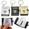 Opemg 3 mini portachiavi della Bibbia, portachiavi con vera Bibbia, ciondolo per borsa, regalo di Natale, bomboniere religiose (nero, argento, oro)