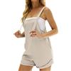 YIzdegg Salopette da donna corto - Tuta in cotone e lino, tuta estiva senza maniche, tinta unita, leggero, pantaloncini da lavoro con tasche, Playsuit Sport Romper Elegante pagliaccetto