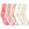 Yamobi 5 paia di calzini da donna Bow Fuzzy, invernali, morbidi calzini da donna, in lana, adatti per l'autunno, 39-42