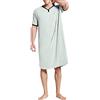 Maeau - Camicia da notte da uomo, in cotone, a maniche corte, con scollo a V, morbido e casual, da notte, lunga e leggera, ideale per casa, soggiorno