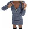 BOTCAM Abito a maglia da donna, invernale, lunghezza al ginocchio, con scollo a V, mini abito con chiusura a strappo, sexy, aderente, corto, invernale, per ragazze