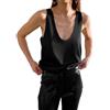 MKLQLS Canotta Estiva da Donna in Raso con Spalline Larghe E Scollo a U Profondo,Senza Maniche Ampia Drappeggiata,Top Elegante da Ufficio a Strati Bianco S