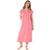 Suzy & Me Camicia da notte da donna in 100% jersey di cotone a maniche corte con bordo sangallo