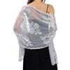DyLyz Scialle in maglia trasparente color argento da donna elegante lucido con paillettes bolero mantello leggero con nappe ricamate a fiori sciarpa coprispalle per abiti da sera e feste