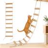 BORDRISE Scala per gatti da 100 cm, montaggio a parete, 3 in 1, in sisal, ponte da arrampicata e amaca in legno massiccio, pieghevole, tiragraffi in iuta, passerella per gatti da interni