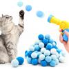 WALLFID Lancia palline gatti con 100 pompon, gioco interattivo da interno,Blu | Palline morbide e colorate per gioco, caccia e addestramento, per mantenere il gatto attivo e stimolato