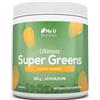 Nu U Nutrition Super Greens | Mango | Polvere 300g - 17 Ingredienti Superfood Attivi - 60 Porzioni - Con Inulina, Spirulina, Clorella, Radice di Maca - 100% Vegano - Nu U Nutrition