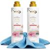 Generico WEXOR Elisir Pavimenti Armonia Rosa 2 Flaconi Gel 750 ml + Panno | Gel igienizzante concentrato con microcapsule, Rosa Inglese, Geranio e Fiori di Ciliegio, panno microfibra 50x70 cm incluso